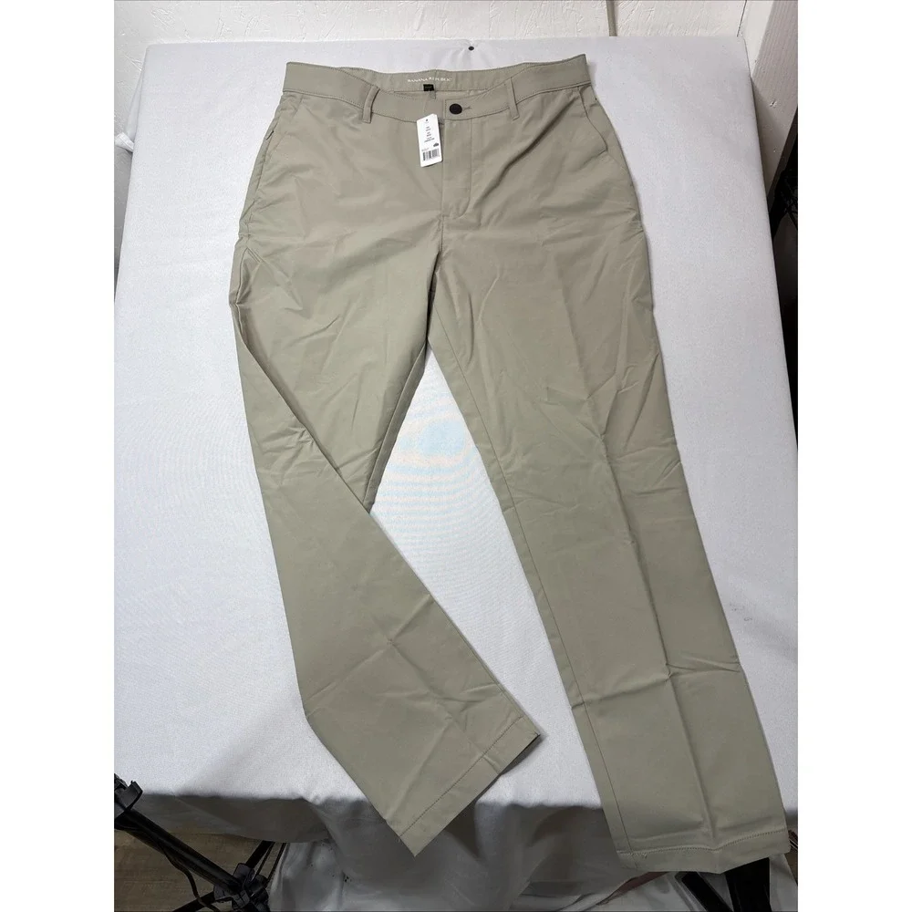 NWT Banana Republic Pants Mens Fits 36x32 Beige Tailored Performance Slim Dress